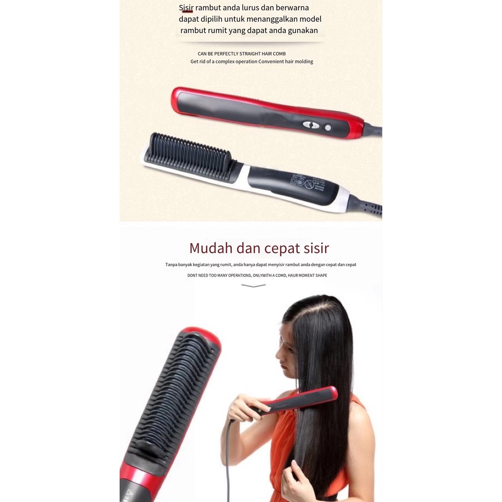 Catokan HQT 908 Sisir Catok Rambut Curly Pelurus Rambut Aksesories Perawatan Alat Kecantikan Rambut Model Portable Mudah Untuk dibawa