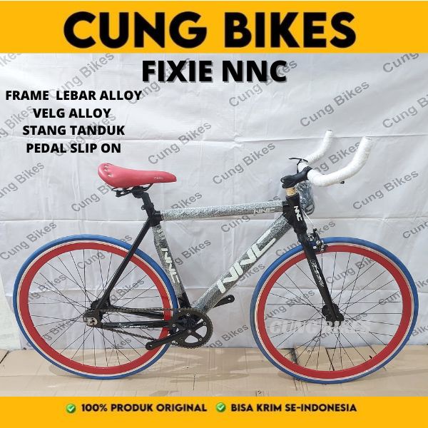 Sepeda Fixie Road Bike ALLOY FRAME velg tinggi pedal slip on