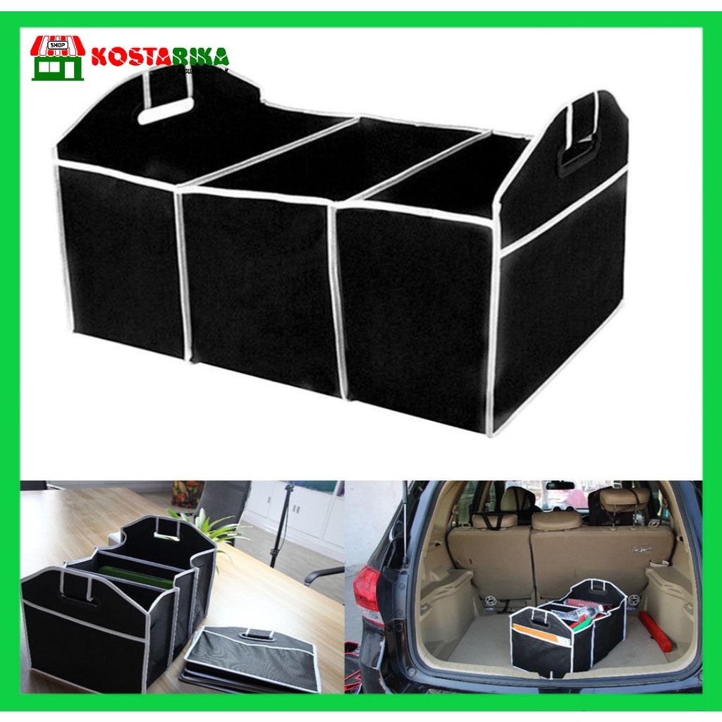 KOSTARIKA Car Box LIST PUTIH Organizer Rak Robil, Car Trunk Organizer Bagasi Mobil Menyimpan Belanjaan Dan Alat