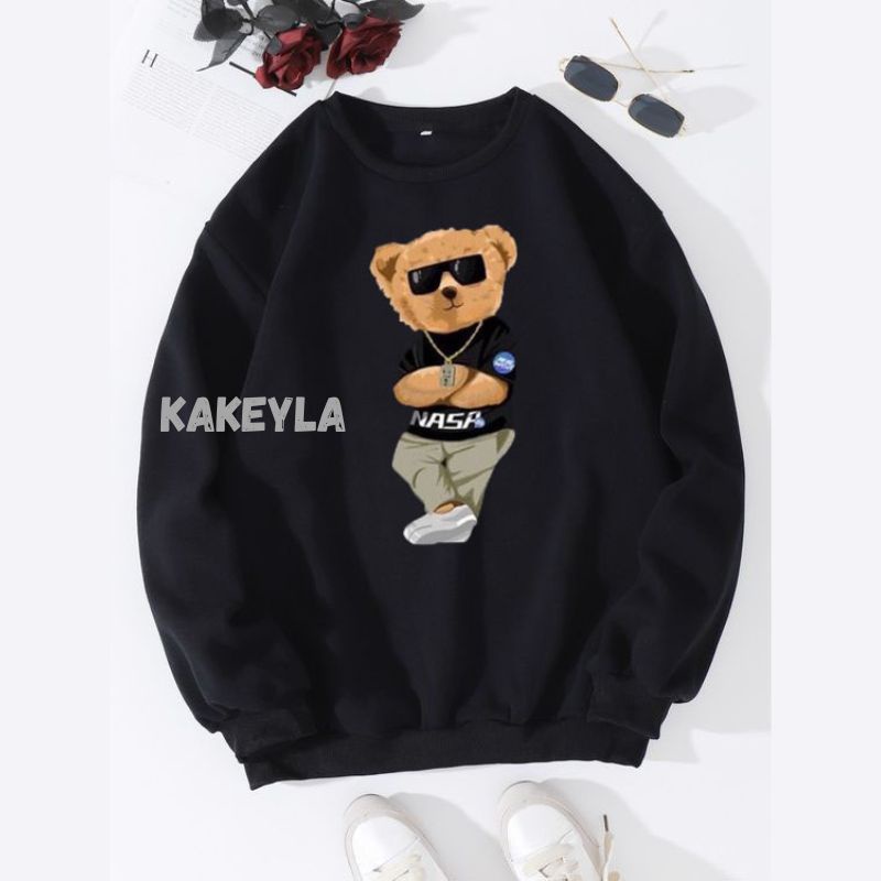 CREWNECK KEREN TERMURAH KODE BEAR NASA HITAM