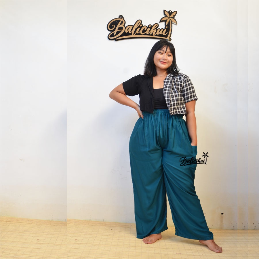 Balicihui Celana Tiedye Celana Pelangi Celana Jumbo Big Size Plus Size Kulot Bali