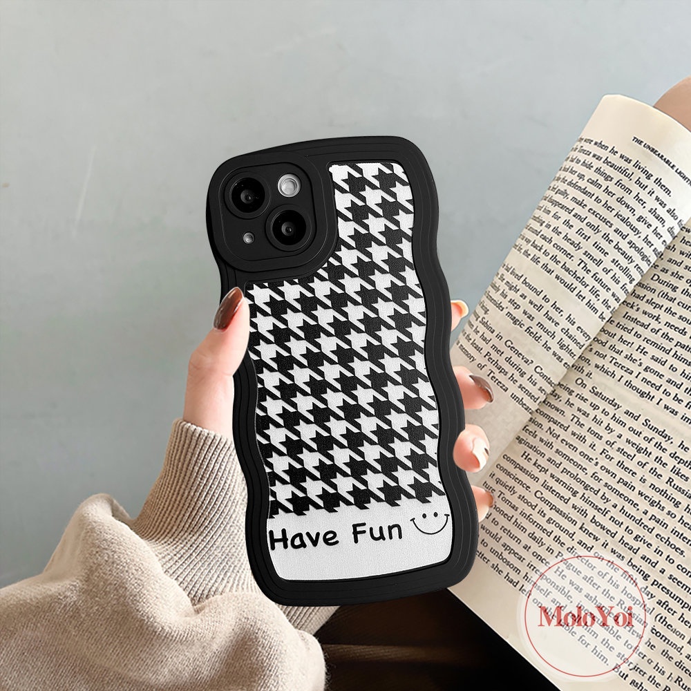 Soft Case Tpu Motif Houndstooth Untuk iPhone 7Plus 8Plus 11 XR X XS Max 6 6s 8 7 14 Pro Max 13 12 11 14 Pro Max SE 2020