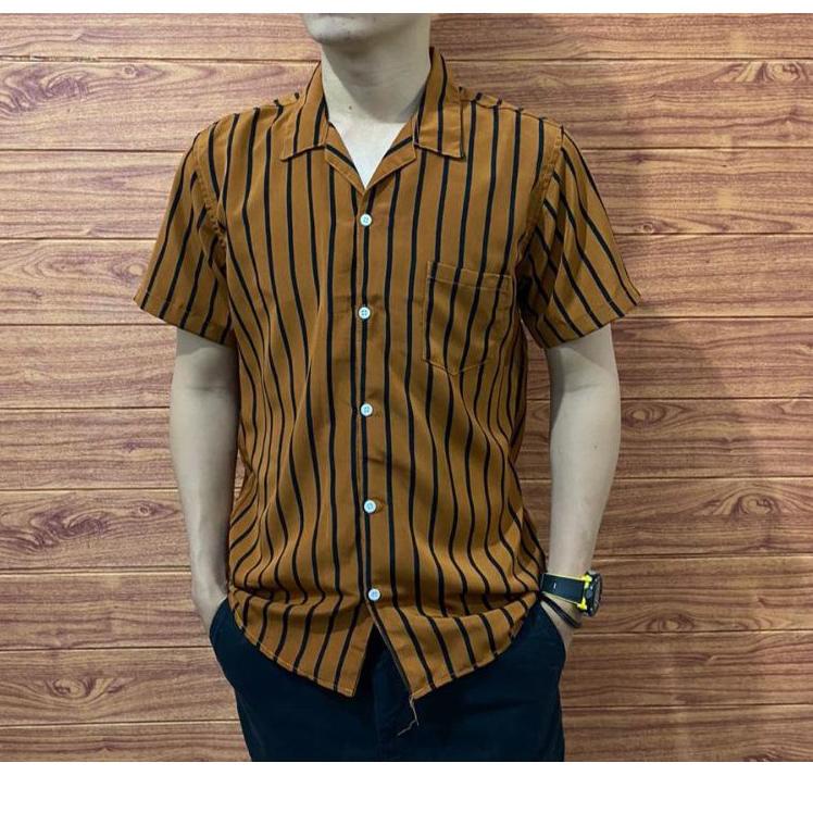 Viral RIVIERA CLOTHING/KEMEJA STRIPE PRIA LENGAN PENDEK/KEMEJA SALUR PRIA/KEMEJA CASUAL PRIA/KEMEJA 