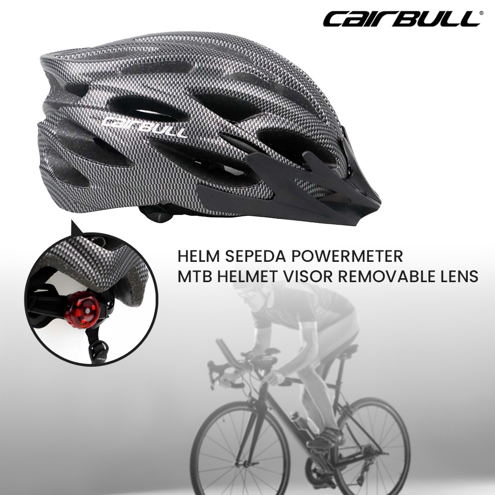 Helm Sepeda Powermeter MTB Breathable Cycling Helmet Visor Removable Lens - CB26 - J5SE05CN Carbon