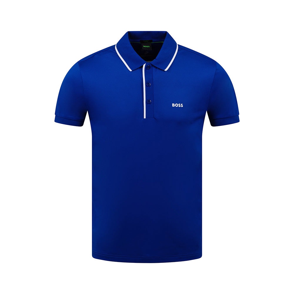 Hgo Boss Paddytech Regular Fit Polo Shirt Mid Blue 100% Original