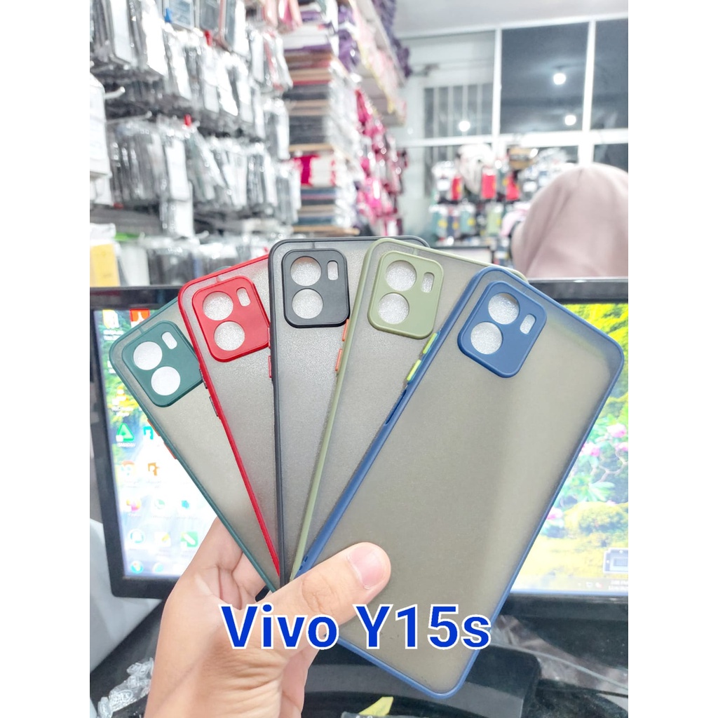 Vivo Y15s 2021 6.51 Inchi Case Anti Shocking Black Macaron Aero Anti Crack Slim Fit 3D CAMERA