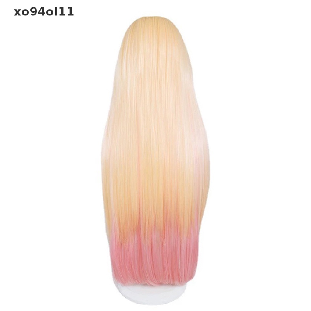 Rambut Palsu Cosplay Model Panjang 80cm Warna Gradasi Pink Kuning Tahan Panas