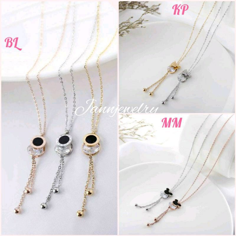 Kalung Titanium Asli Anti Karat One Stone Fashion Korea Simple