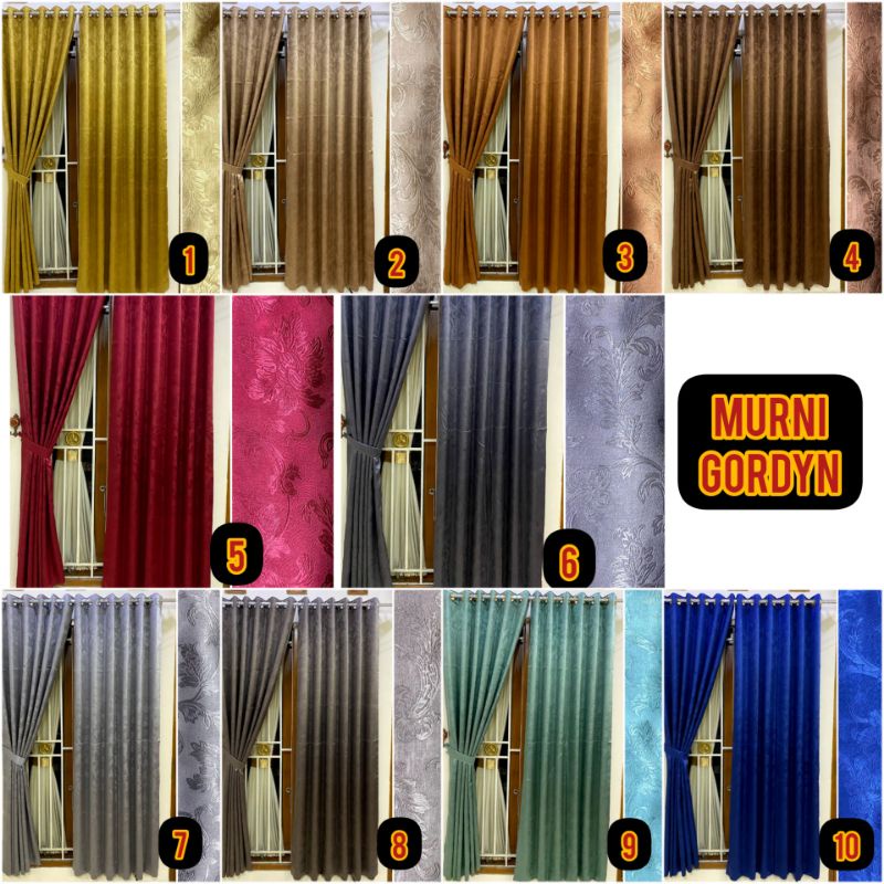 Gorden hordeng Embos blackout polos motif bunga timbul