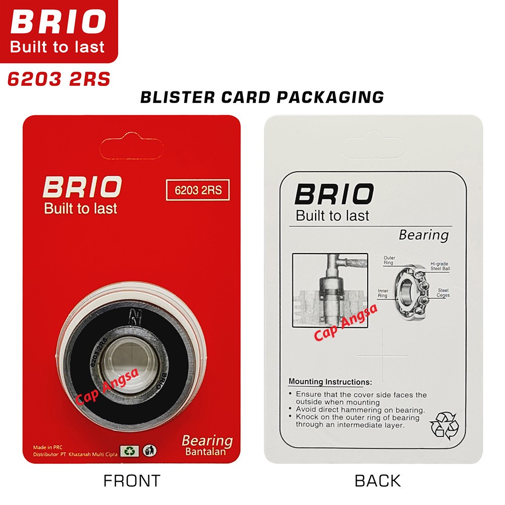 BRIO BEARING 6203 2RS 10pc KLAHER LAHER BERING KLAHAR LAHAR BANTALAN BOLA RODA DEPAN BELAKANG GEAR