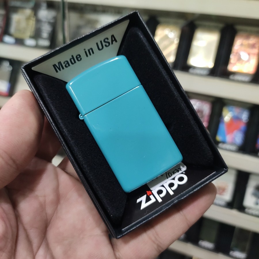 Zippo Lighter Original Mancis Korek Api - Zippo Slim Turquoise