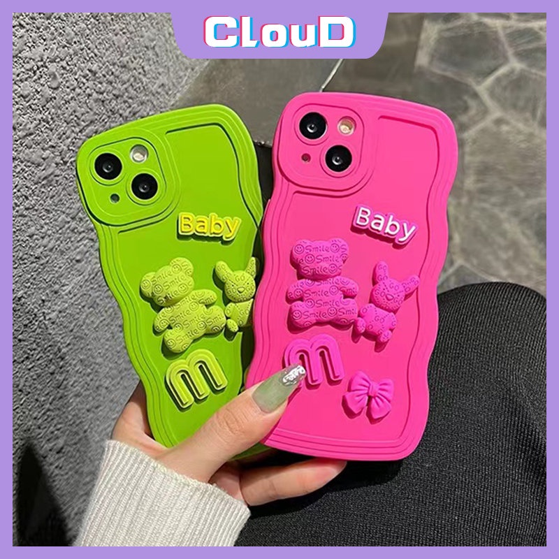 Soft Case Hp Gambar Kartun Beruang 3D Untuk iPhone 11 / 7Plus / XR / X / XS Max / 11 / 12 / 13 / 14pro Max / 8 / 14plus / SE 2020