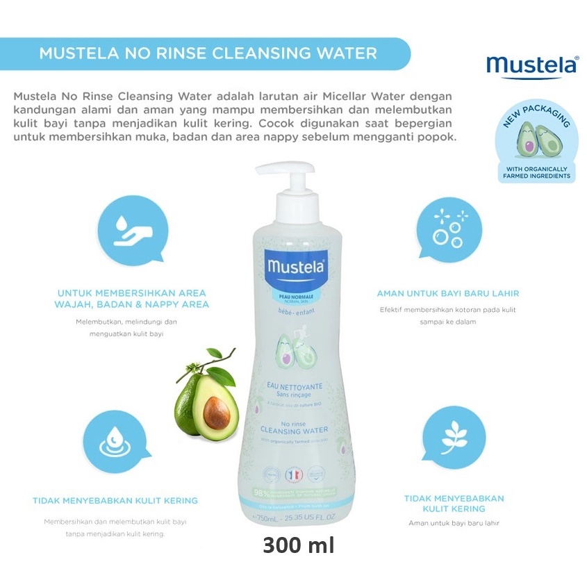 PERA151 MUSTELA CLEANSING WATER 300ML PEMBERSIH KULIT BAYI bln  3 2024