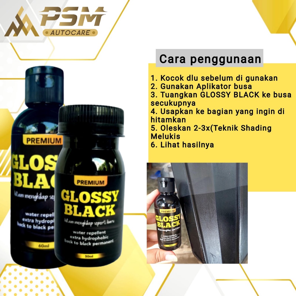 Trim Restorer, Penghitam Trim,  Semir Mobil dan Motor GLOSSY BLACK Permanent Gel 250ml