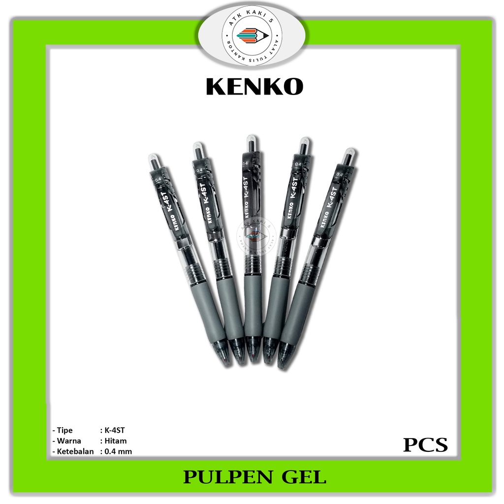 

KENKO - Pulpen Gel K-4ST Retractable Gel Pen 0.4 mm Hitam - Pcs