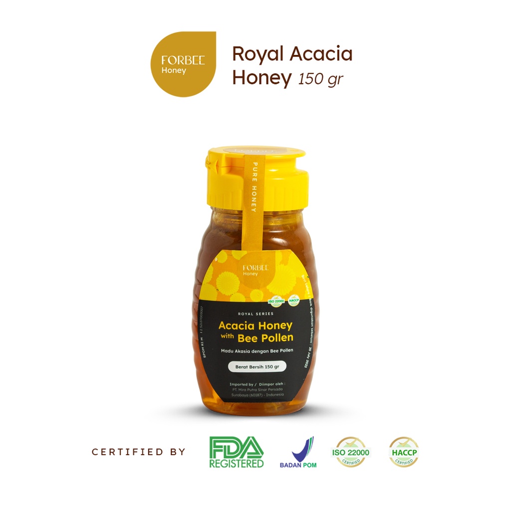 

Madu Royal Acacia Honey with Bee Pollen 150gr Forbee | Vitamin Rambut Rontok dan Kering | Suplemen Otak