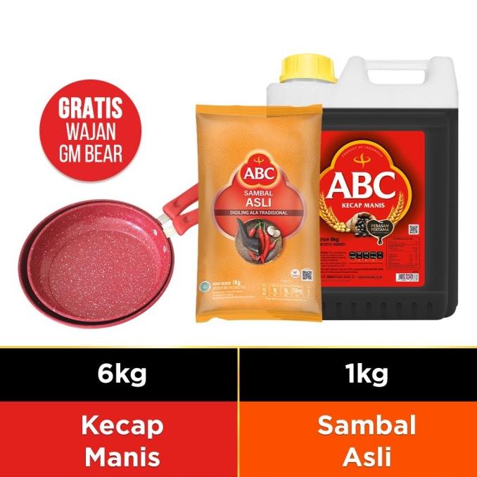 

ABC Paket Kecap Manis 6 kg & Sambal Asli 1 kg Free Wajan