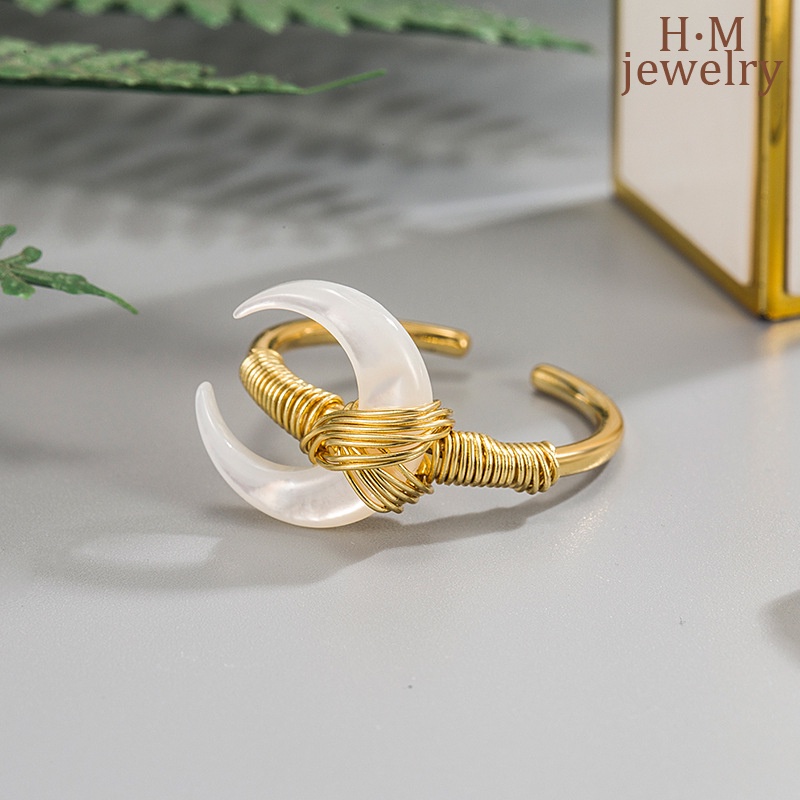 Cincin Terbuka Adjustable Model Tulang Orchid Freesia Formula Crescent Warna Putih Untuk Wanita