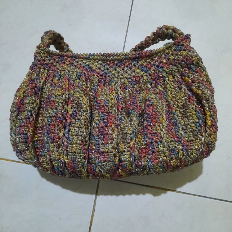 Tas Rajut Wanita tas bahu Shoulder bag rainbow tas ketek