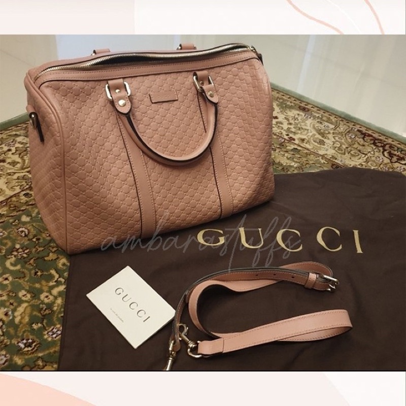 GUCCI Boston Microguccissima Leather Pink