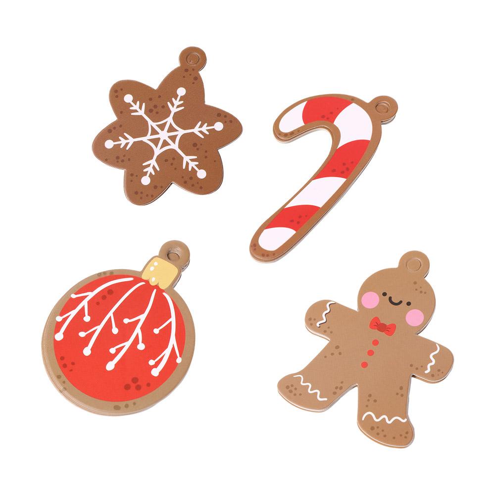 [Elegan] Hang Tag Bola Pohon Natal Xmas Perlengkapan Hadiah Permen Tongkat Gingerbread Man Snowflake Writable Dekorasi Nikmat Natal