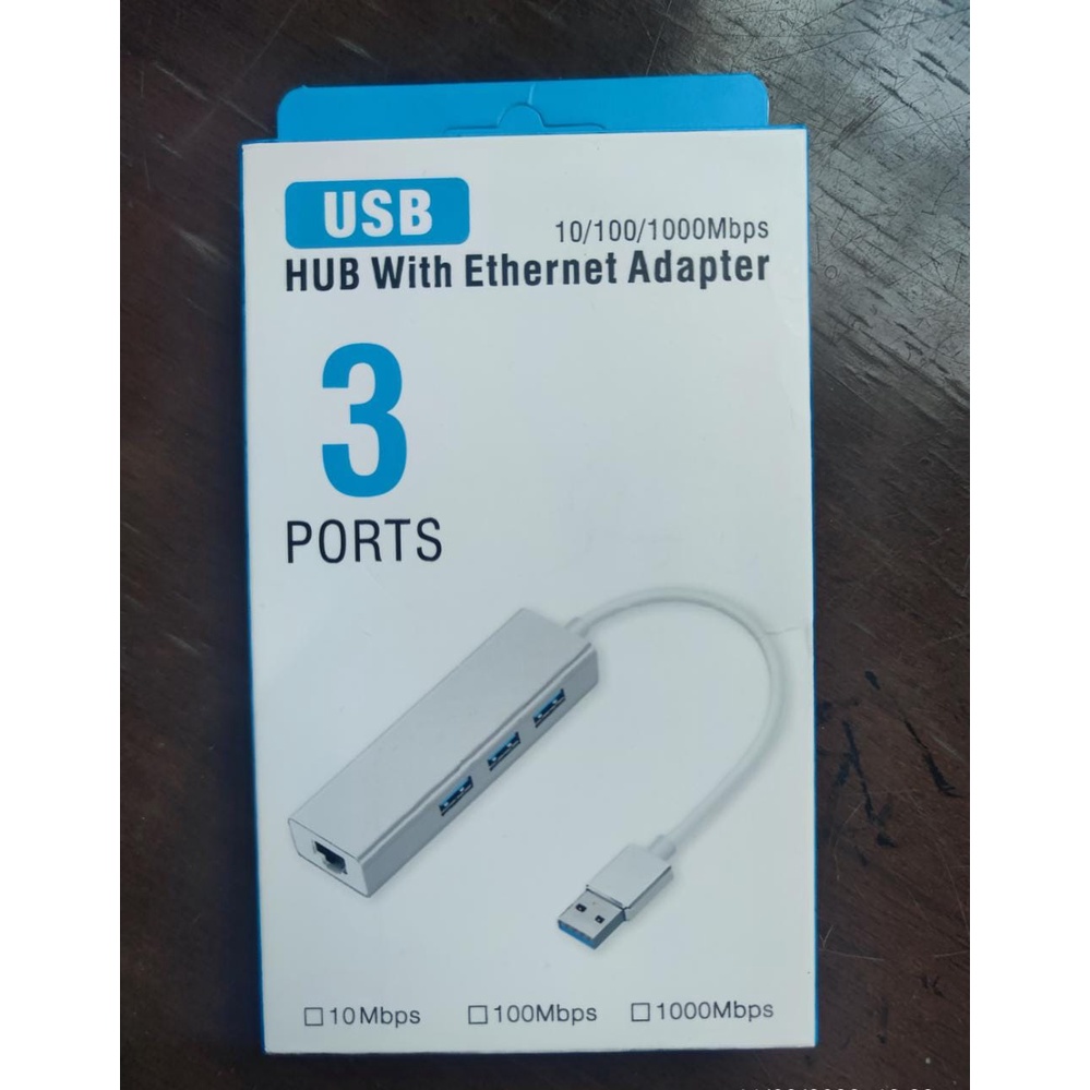 USB Hub 3 Port 3.0 Ethernet Adapter Rj45 Lan Port High speed 100 / 1000Mbps