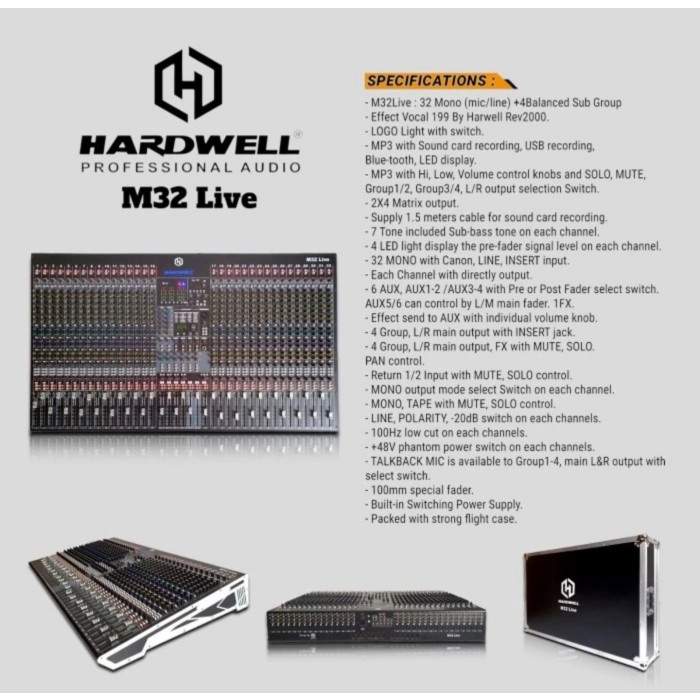 Audio Mixer Hardwell M32 Live - 32 Channel - Usb Soundcard &amp; Bluetooth #Original