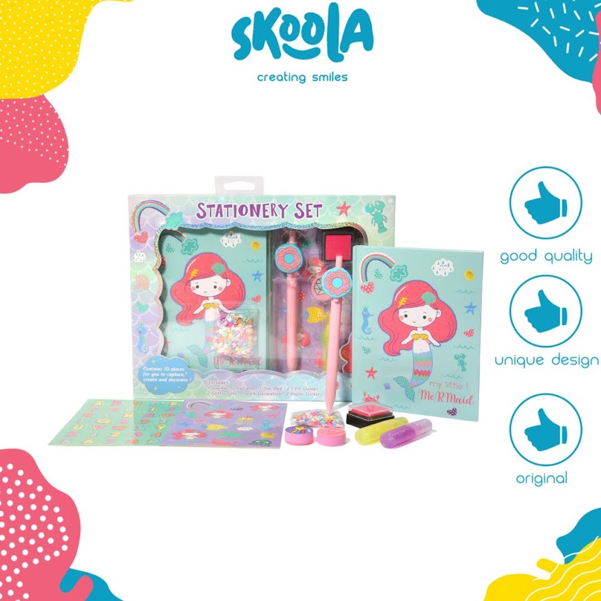 Skoola Stationery Set Alat Tulis Fancy Anak Perempuan Unicorn Cat Mermaid - Stani Staci