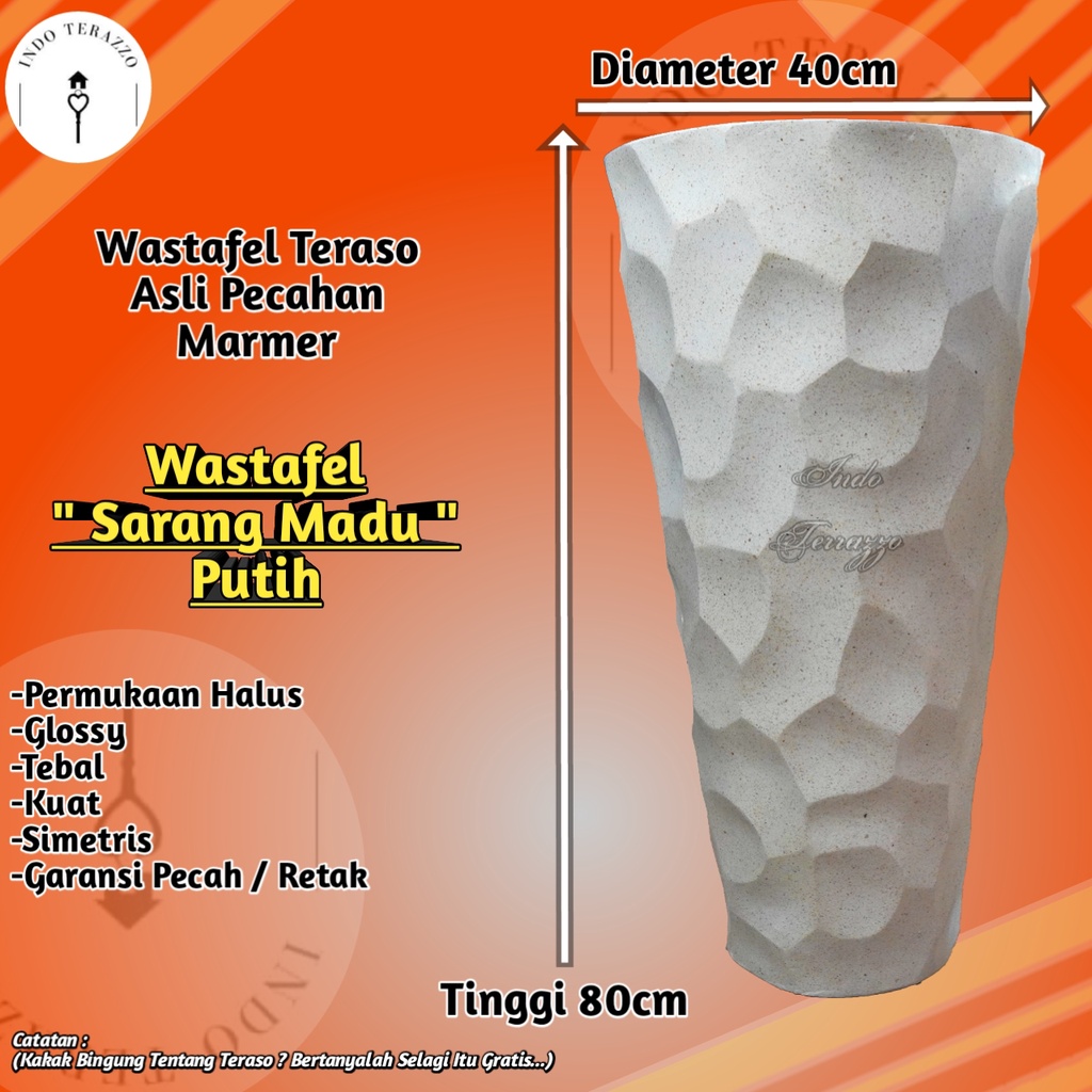 INDO TERRAZZO WASTAFEL KERAMIK CUCI TANGAN TERAZZO MINIMALIS MARMER TIPE SARANG MADU UNIK