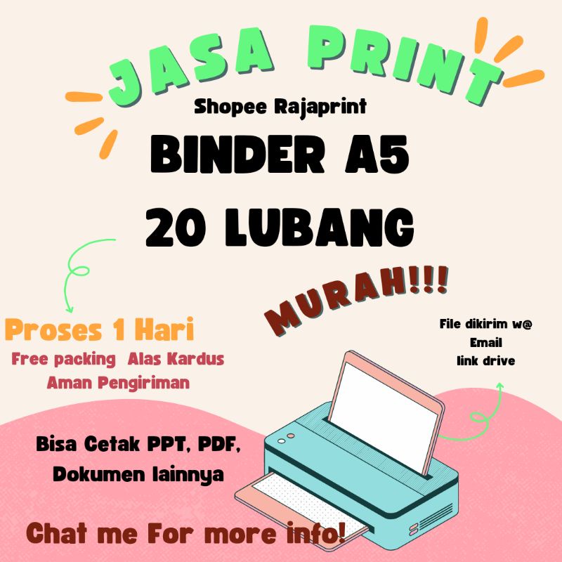 

JASA PRINT PRINTER LOOSE LEAF BINDER A5 20 LUBANG PRINT PPT PDF KULIAH | FREE PACKING ALAS KARDUS