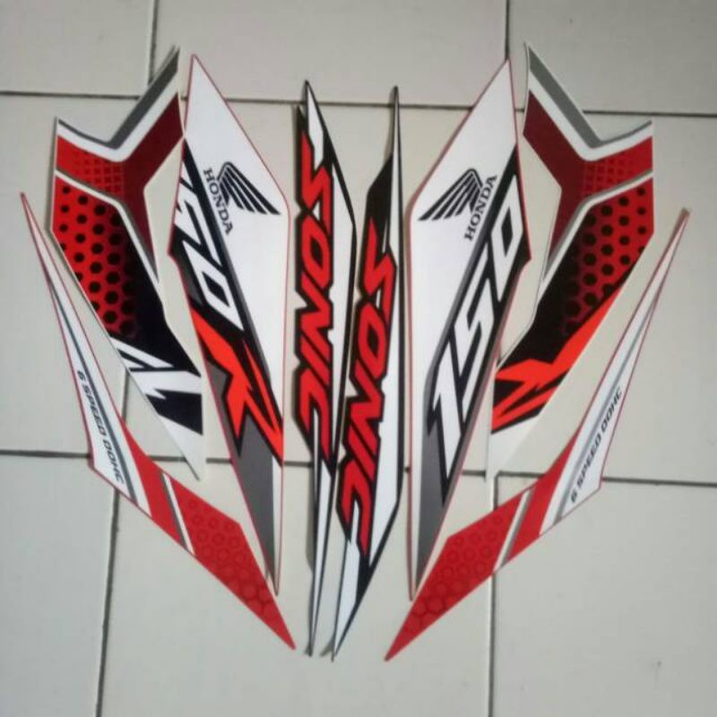 Striping sticker lis body honda sonic 150r 2019 2020 2021 2022 2023 2024 merah putih