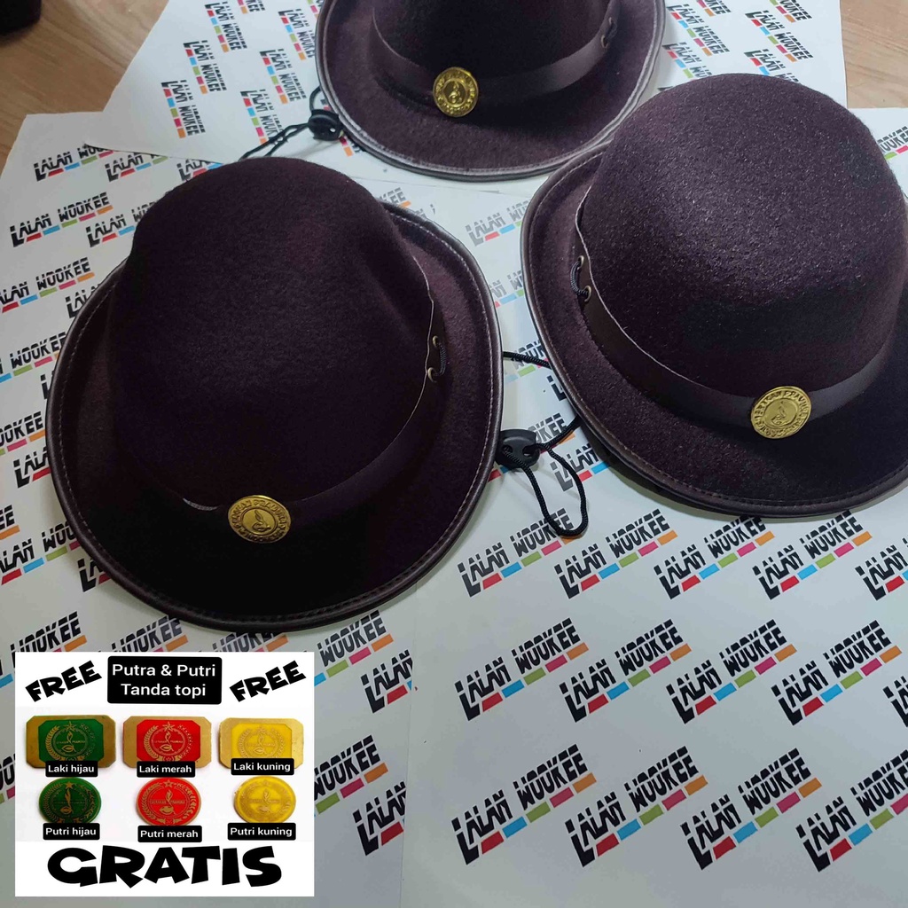 Topi Boni Pramuka bahan Laken Putri _ FREE PIN TANDA TOPI