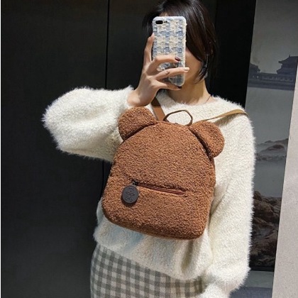 YUKI Backpack Tas Ransel Mini TELINGA Bulu Wanita Remaja Fashion Trend Korea Chikoisme