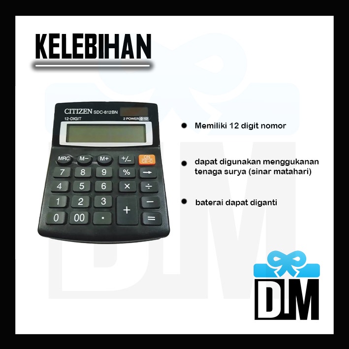 

HJK Kalkulator 12 Digit Alat Mesin Hitung Citizen Cmzen Czen Office Ukuran Standar Dengan Dus dan