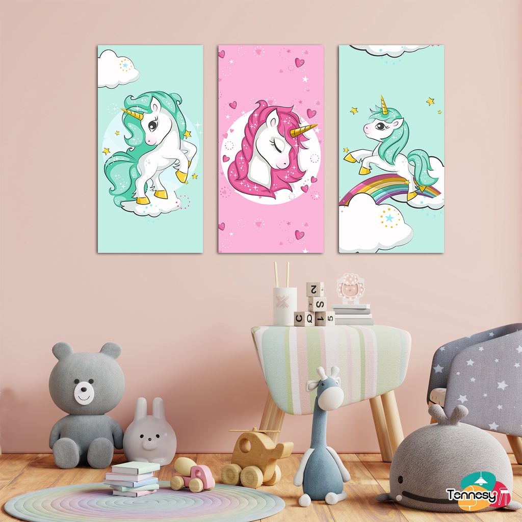 HIASAN DINDING UNICORN LUCU WALL DECOR UNICORN PAJANGAN KAYU UNICORN 10X20CM DEKORASI KAMAR TIDUR