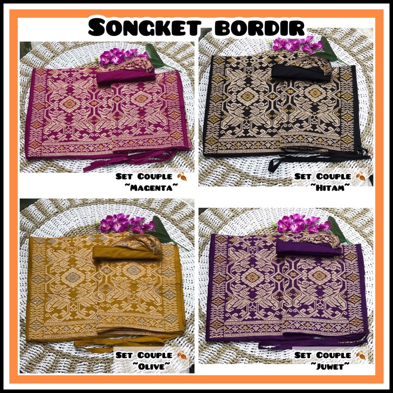 TERMURAH GESER&gt;&gt; Songket bali Set Couple ,saput udeng dan kamen bordir bali