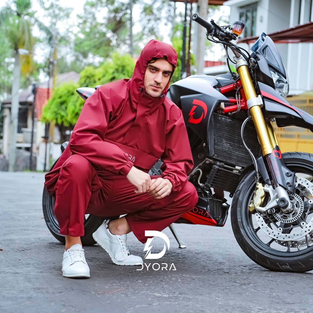 Raincoat DYORA Aussie Series Red / Jas Hujan Pria Wanita DYORA Orinal Mantel Hujan Cowok Cewek Jas