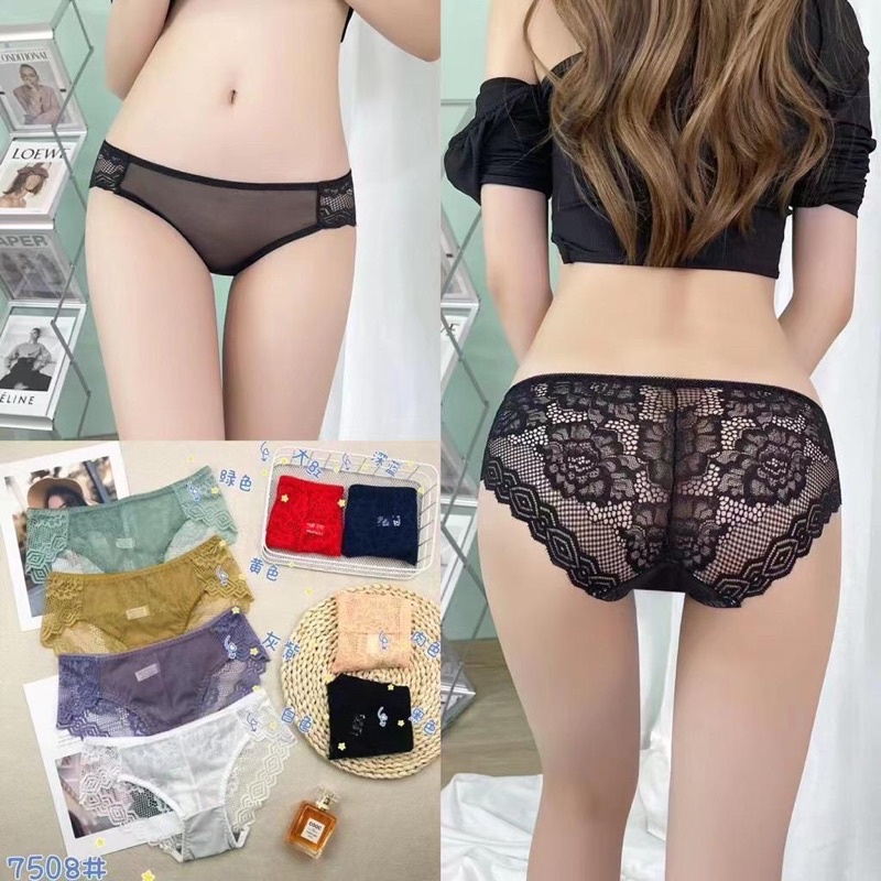 Cd brukat | Celana dalam wanita mini brukat 7508 freesize semi transparan