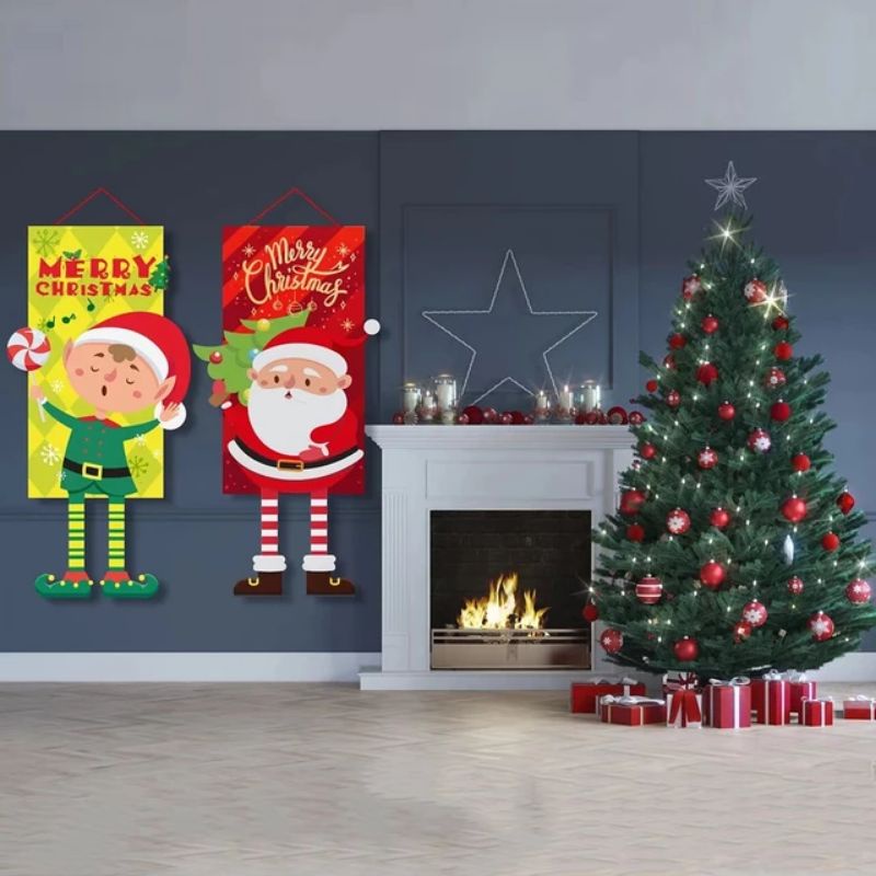 Gantungan Nuansa Natal Poster Kain Santa Claus 52CM x 116CM