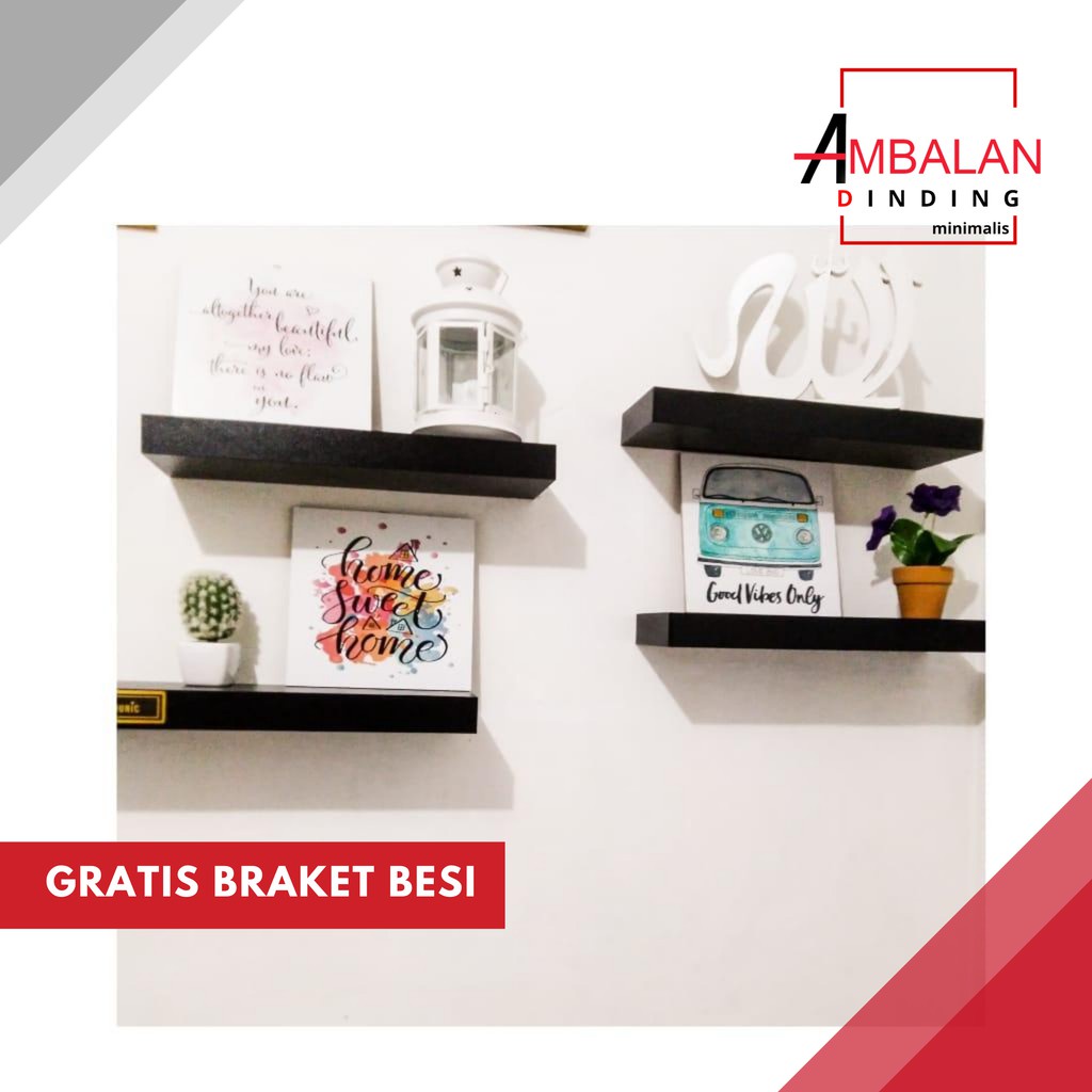 Set Rak Dinding Minimalis Gantung PAKET Isi 4 Pcs Uk.40,40,40,40 cm - Ambalan Dinding Melayang