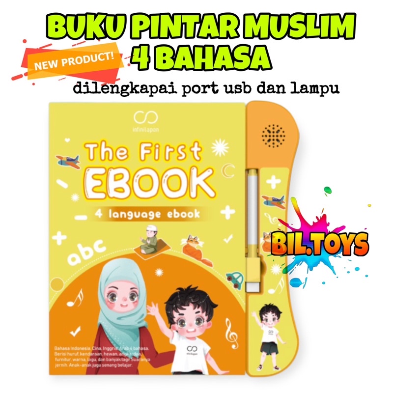 MAINAN EDUKASI ANAK E BOOK 4 BAHASA THE FIRST EBOOK MAINAN BUKU PINTAR ELEKTRONIK ANAK 4 BAHASA DILENGKAPI PORT USB EBOOKS MUSLIM