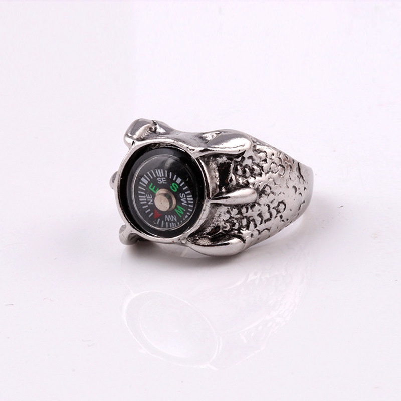 Cincin Desain Kompas Cakar Naga Bahan Titanium Steel Gaya Retro Untuk Pria