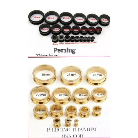 anting pria titanium PIERCING EAR PLUG titanium anti karat ready ukuran 2mm sampai 30mm