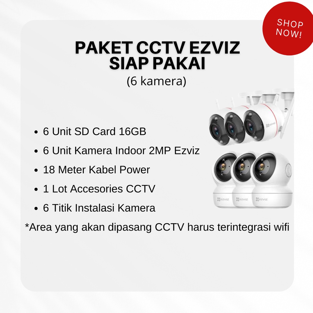 PAKET CCTV EZVIZ 6 KAMERA/ CCTV WIRELESS/ PEMASANGAN CCTV JABODETABEK/ IP WIRELESS