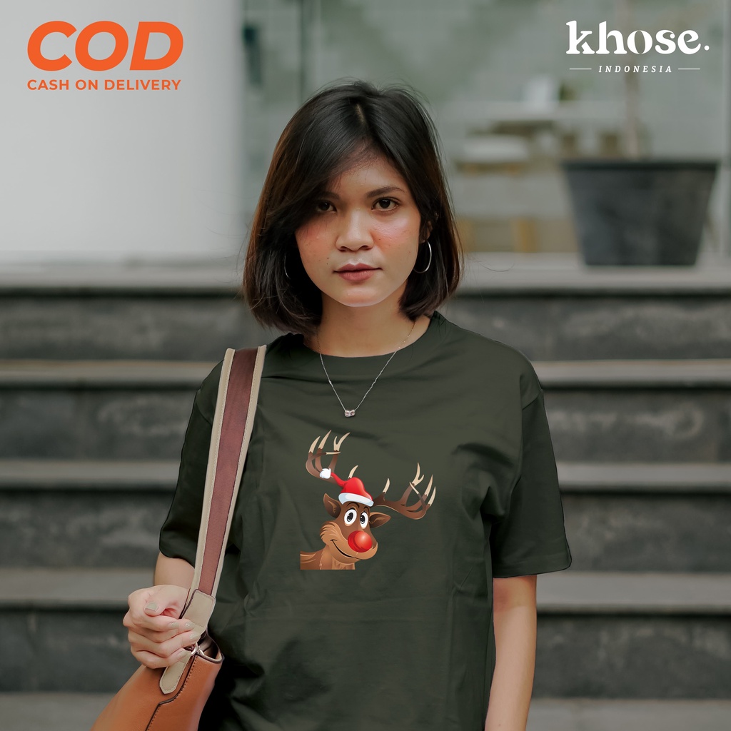 KHOSE KAOS CHRISTMAS DEER NATAL DEWASA Kode X-03 / Kaos Pria dan Wanita / Kaos Couple / Kaos Oversize