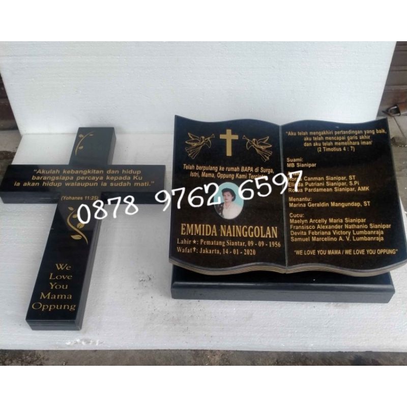Batu Nisan Buku dan Salib Marmer 35x45