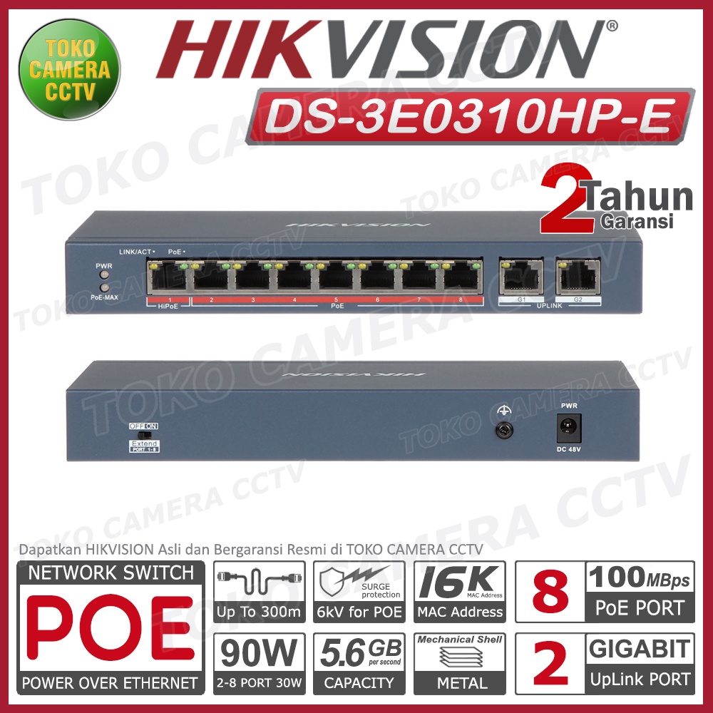 SWITCH POE HIKVISION 8 PORT 2 UPLINK GIGABIT