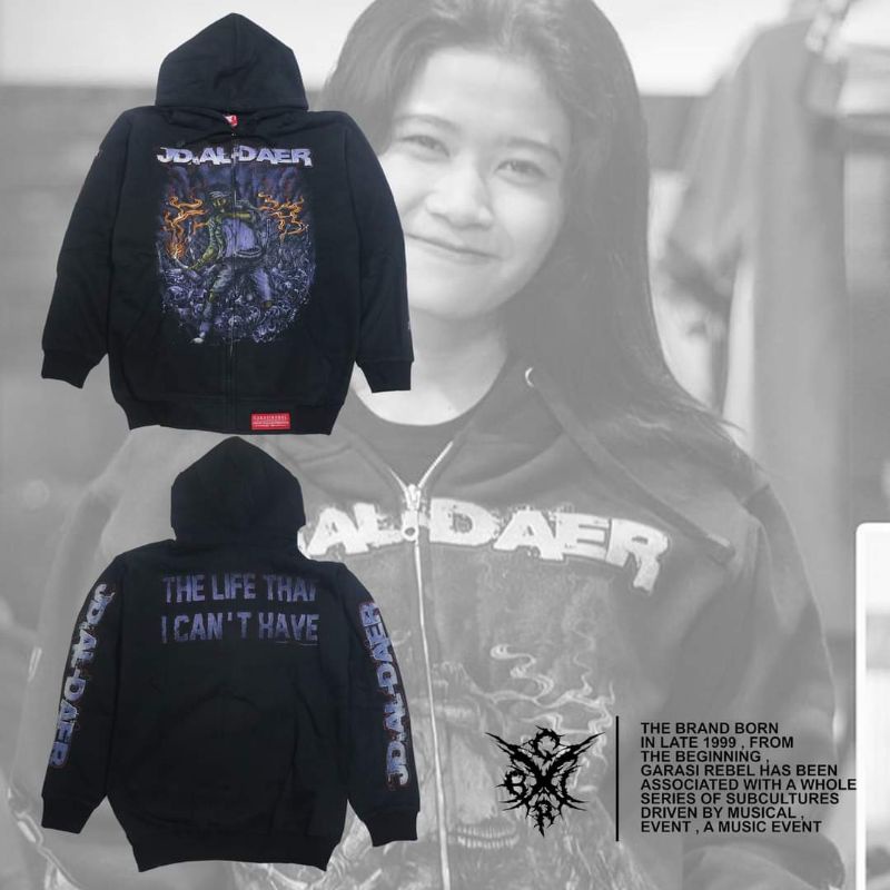 SWEATER BAND JD AL DAER ZIPPER BAND METAL JAKET MUSIK GARASI REBEL JAKET PRIA