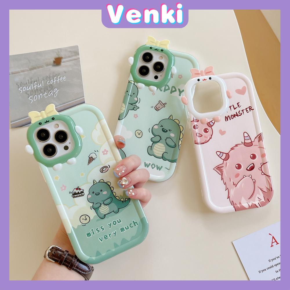 iPhone Case Silicone Soft Little Monster Case Glossy Cute Cartoon Dinosaur Airbag Shockproof Protection Camera Compatible For iPhone 14 Pro Max 13 12 11 Pro 7 8 Plus XR