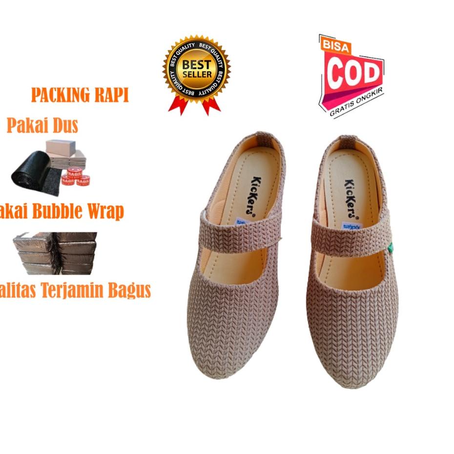 ぐ Sepatu Selop Slip On Kickers Wanita Bahan Rajut Impor | sepatu selop slip on wanita | sepatu selop